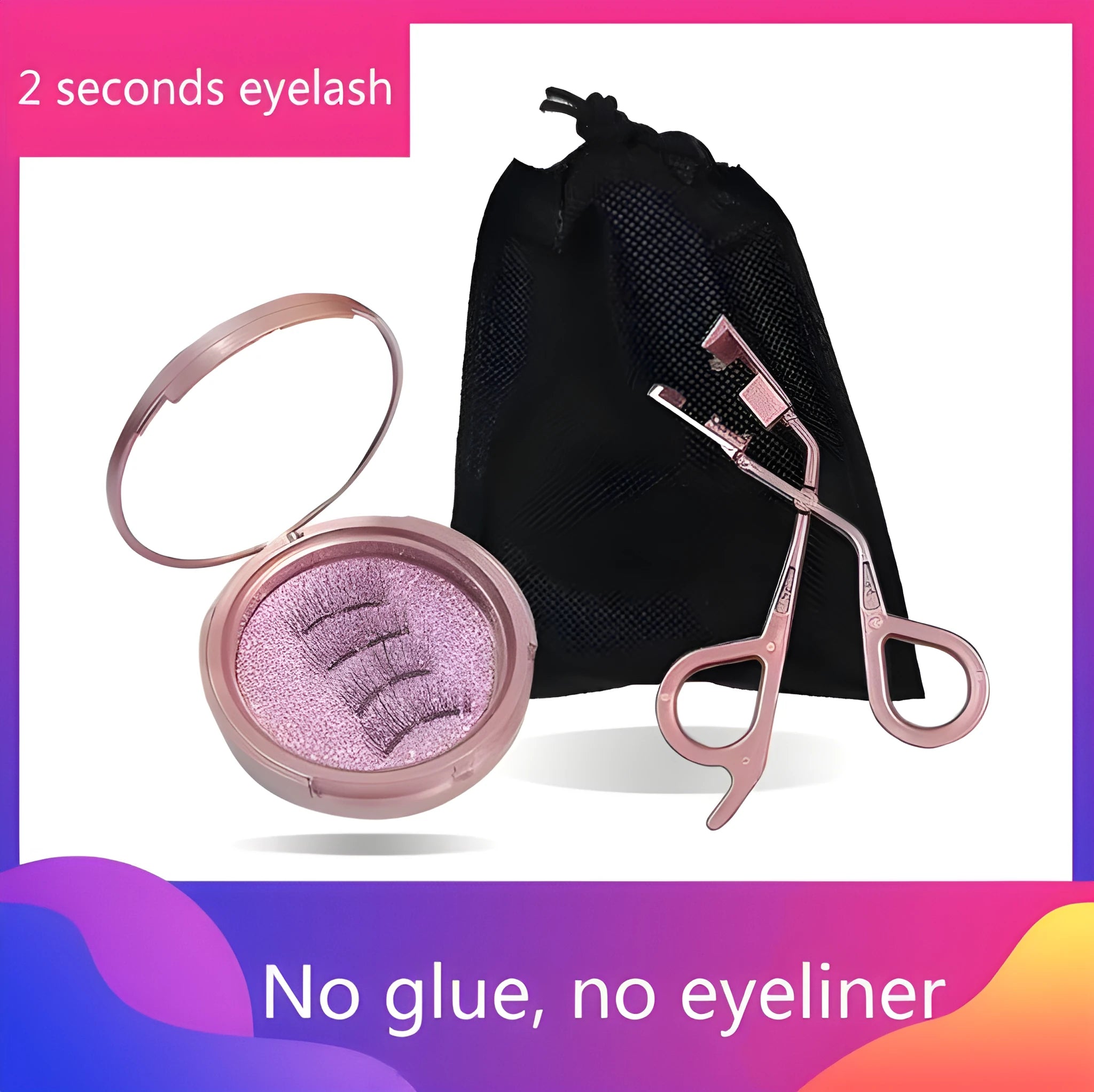 Magnetic eyelash applicator tool with clip for easy and precise application of false lashes