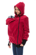 Red loose polar fleece sweater for women with long sleeves and spandex stretch fabric