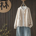 Long-sleeved knitted cardigan with button pocket, solid colour queen style, available in apricot, blue, and pink