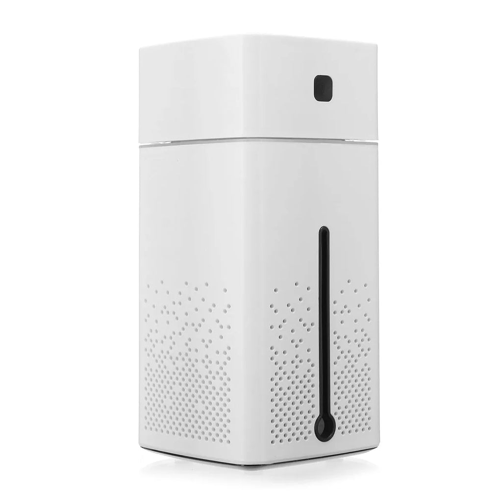 Black and white desktop humidifier measuring 103x103x218mm with 1000ml capacity