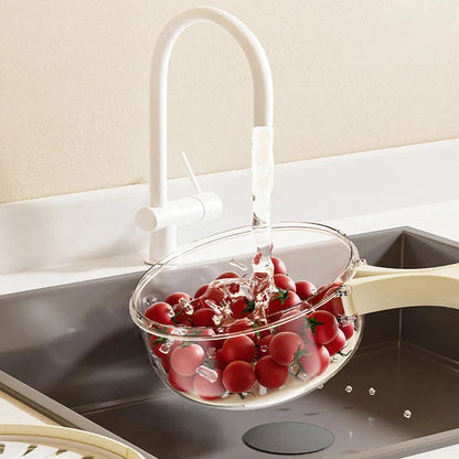 Foldable handle fruit drain basket with lid for efficient vegetable washing