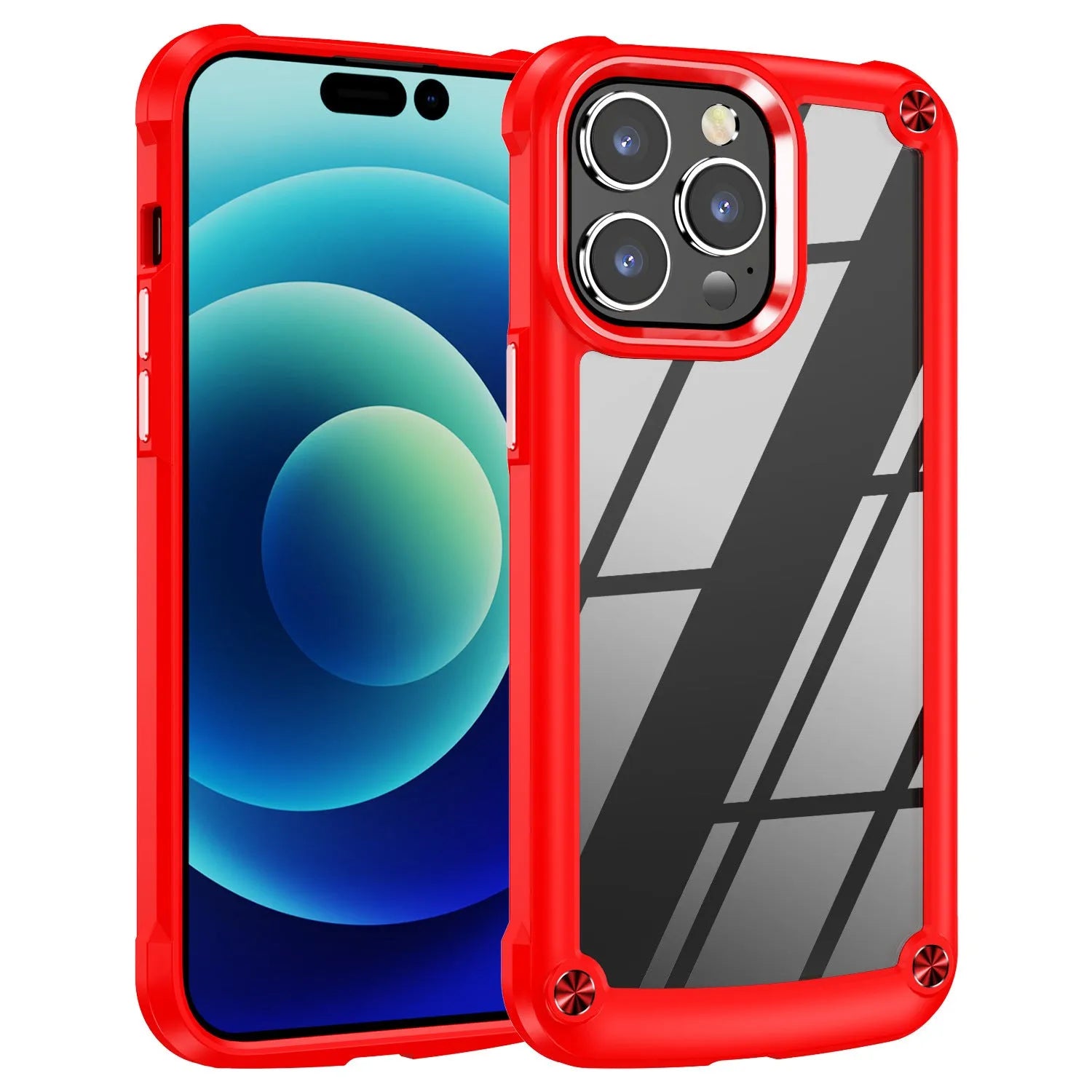Super shatterproof transparent acrylic mobile phone case for iPhone, black colour, showing front and back coverage