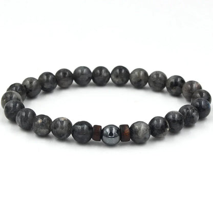 Men's black volcanic stone bracelet with unique stone combinations
