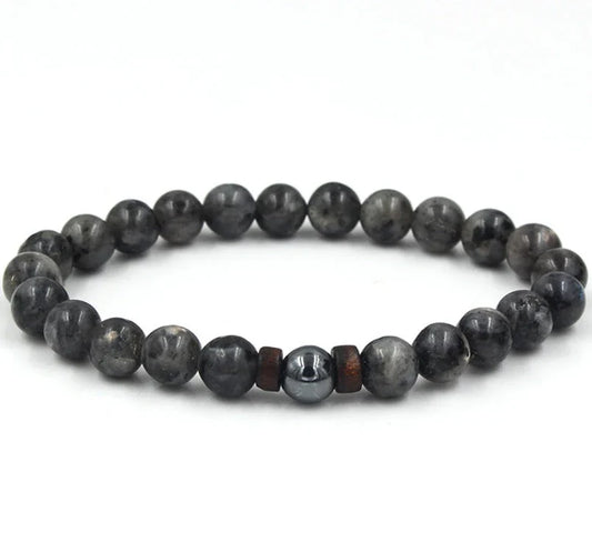 Men's black volcanic stone bracelet with unique stone combinations