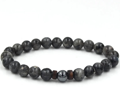 Men's black volcanic stone bracelet with unique stone combinations