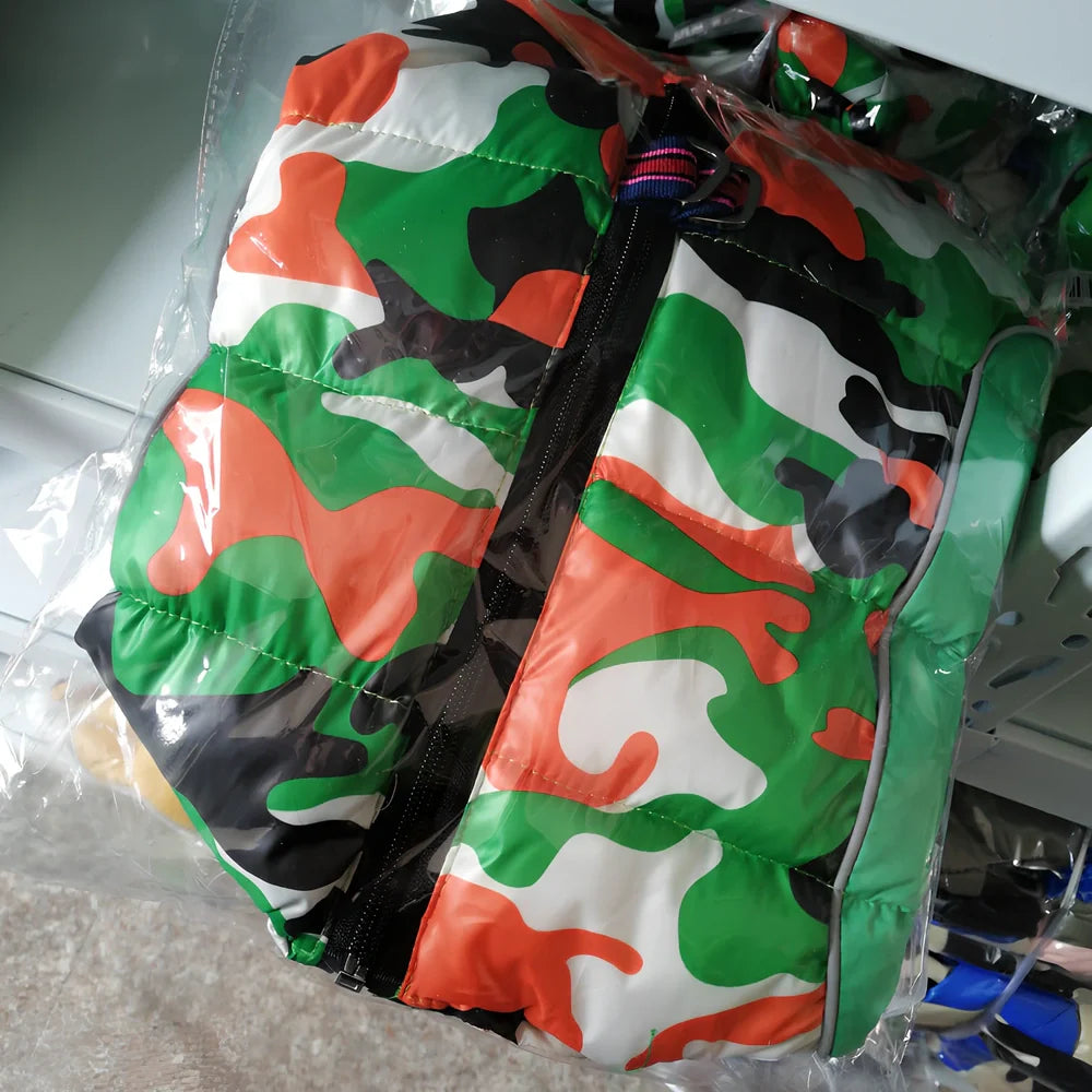 Brown coffee winter cotton jacket on small dog, waterproof thicker coat for puppies in sizes 10-26