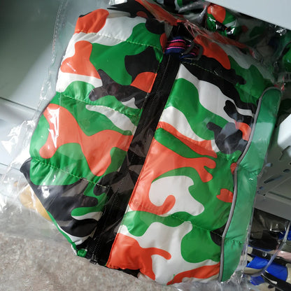 Brown coffee winter cotton jacket on small dog, waterproof thicker coat for puppies in sizes 10-26