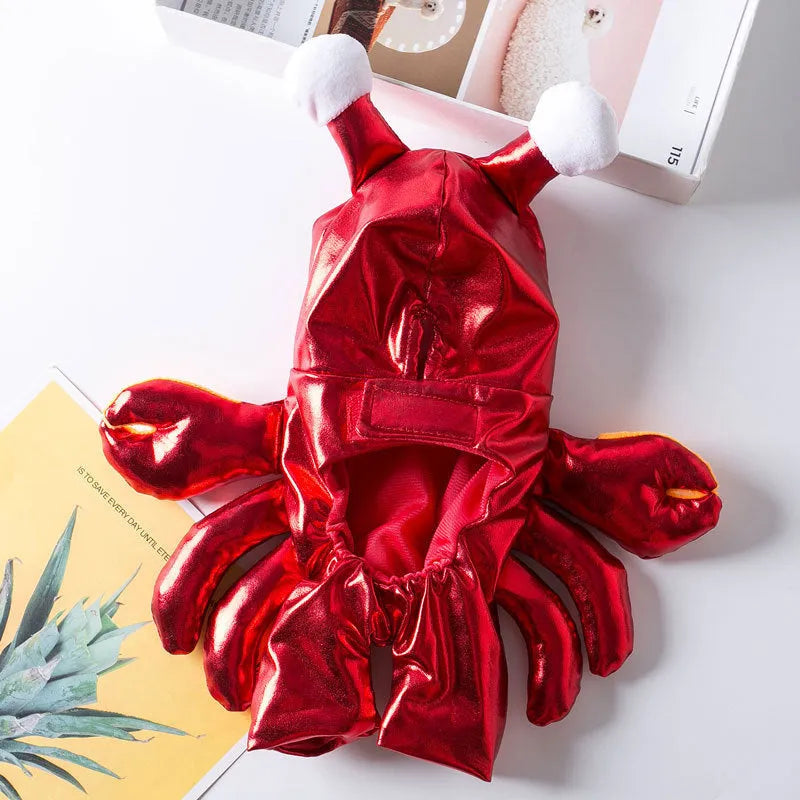 Red PU pet costume for cats and dogs, a transfiguration outfit for Halloween, shown in size M.