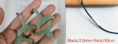 Crystal fishtail necklace with carved whale tail pendant measuring 2.0mm thick on 50cm lanyard