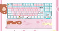 TK916 87-key green shaft RGB mechanical keyboard with metal panel and USB cable, white and pink colour