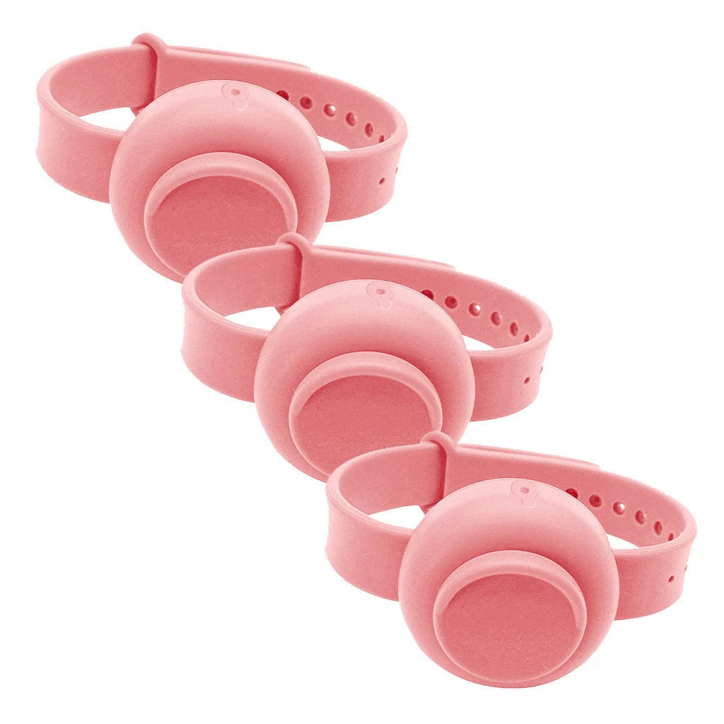 Portable Silicone Disinfectant Bracelet available in yellow, red, green, blue, black, and pink