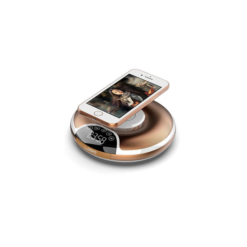 UFO Creative Smart Bluetooth Speaker with Wireless Charging in gold and black