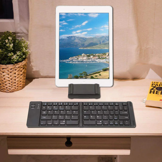 Compact foldable Bluetooth keyboard in black and white options