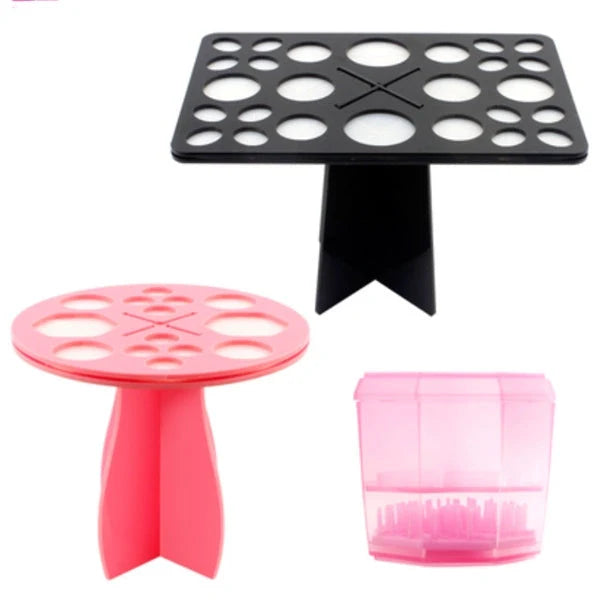14-hole makeup brush holder in various colours for organizing and drying brushes