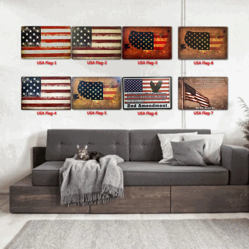 Retro tin painting wall decoration with American retro style, dimensions 30cm x 20cm x 0.9cm