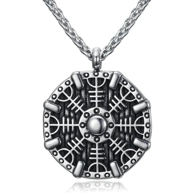 Vintage Nordic rune necklaces with Elder Futhark pendant in stainless steel and gold finishes