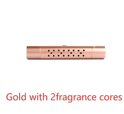 Silver aluminium alloy car vent clip-on air freshener, 83x13mm size, 46g, with replaceable fragrance cores