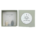 Boxed cartoon guardian angel ornament in plastic and resin construction