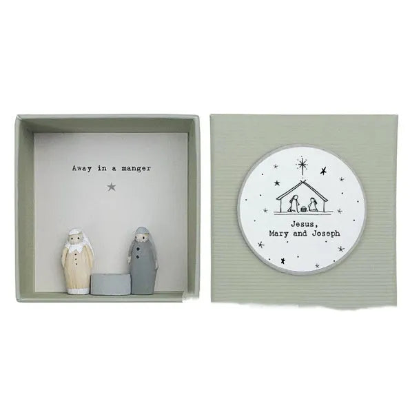 Boxed cartoon guardian angel ornament in plastic and resin construction