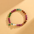 Geometric chalcedony bracelet with 6.5mm beads in optimised tourmaline colour Z054.