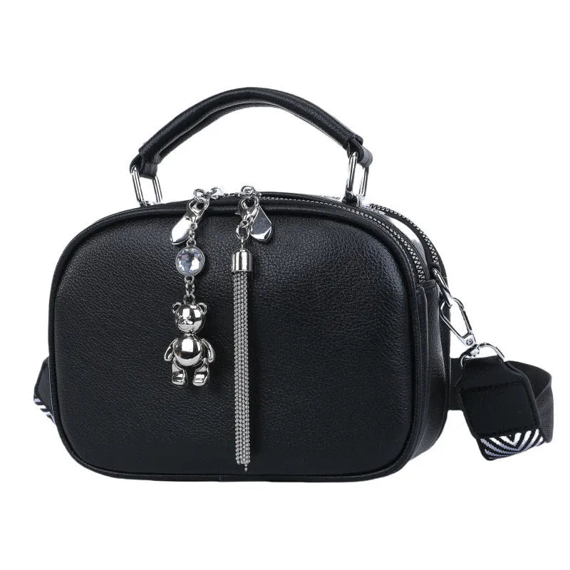 Women's stitching small square bag in oval suitcase shape with mobile phone compartment