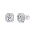 Rose In The Heart earrings set with 1-carat moissanite stud earrings in heart design, S925 silver platinum-plated, gift box packaging
