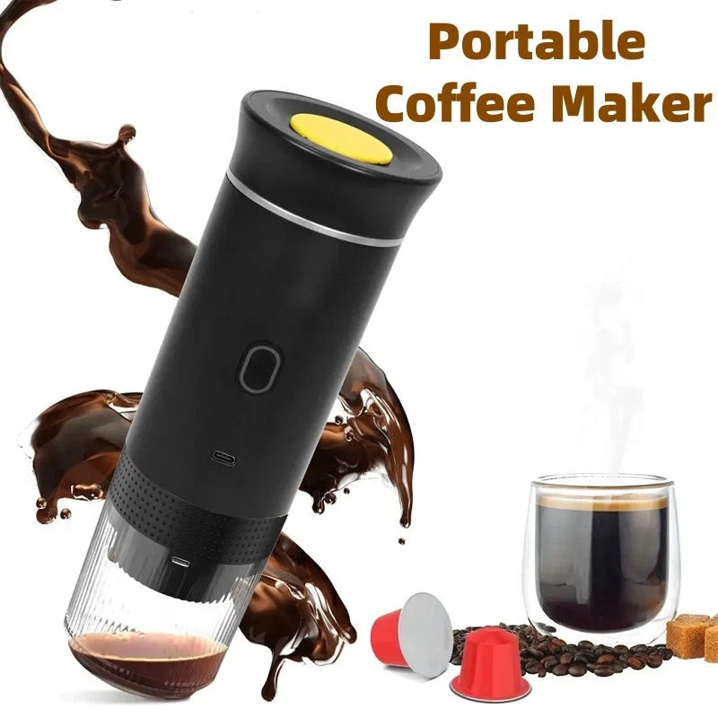 Portable 3-in-1 espresso maker with electric grinder and capsule compatibility in various colours