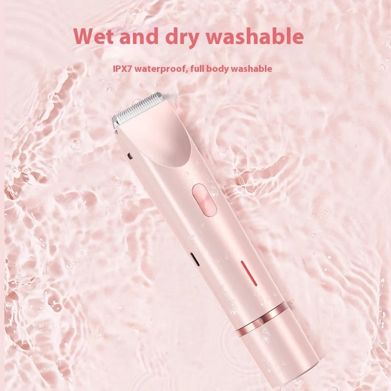 Pink USB-powered 2-in-1 hair remover for women with double head shaver