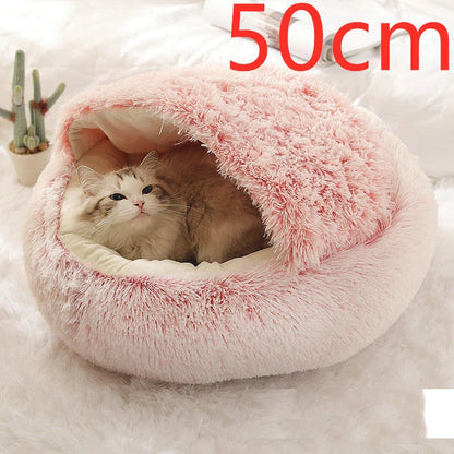 Warm plush pet bed for cats and dogs in various colours and sizes
