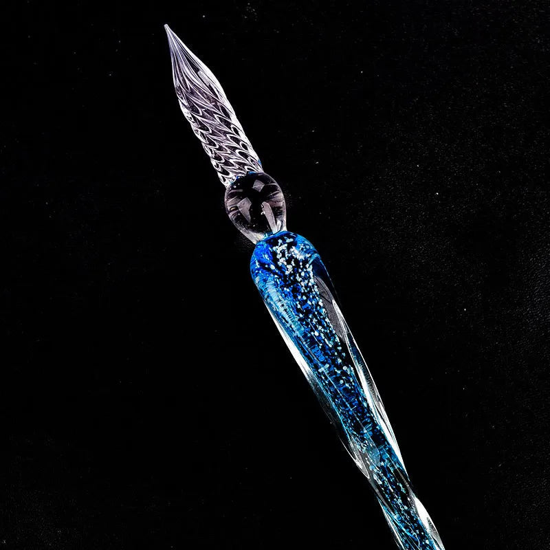 Creativity luminous glass crystal dip pen in clear glass with eight colour options for calligraphy