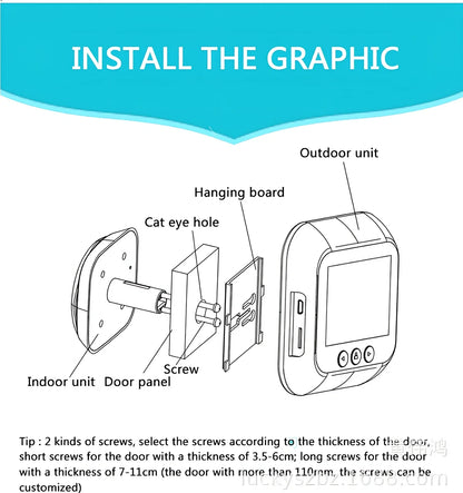 2.4 inch wireless peephole security camera with LCD screen and night vision for door monitoring