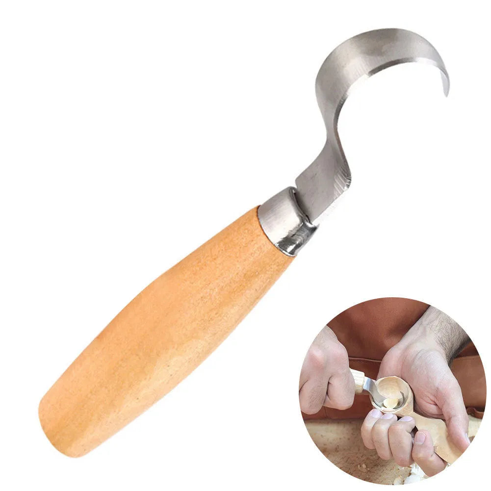 Curve carving knife with wood handle and stainless steel blade for wood carving