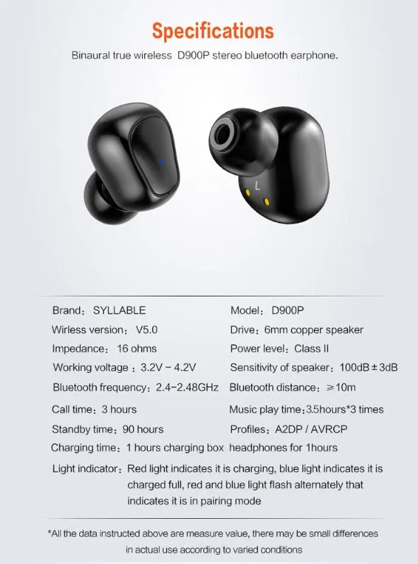Black TWS wireless sports earbuds displayed next to their compact mini charging case.