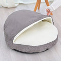 Brown removable cloth dog kennel, size M, shown as an indoor pet bed.