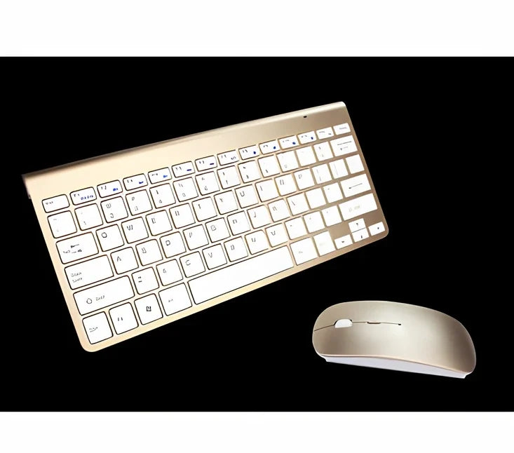 Wireless keyboard and mouse combo set in silver colour with USB receiver