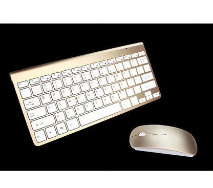 Wireless keyboard and mouse combo set in silver colour with USB receiver