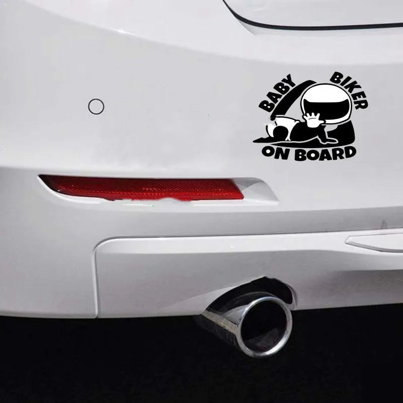 BABY ON BOARD reflective car sticker in black and white options for vehicle windows
