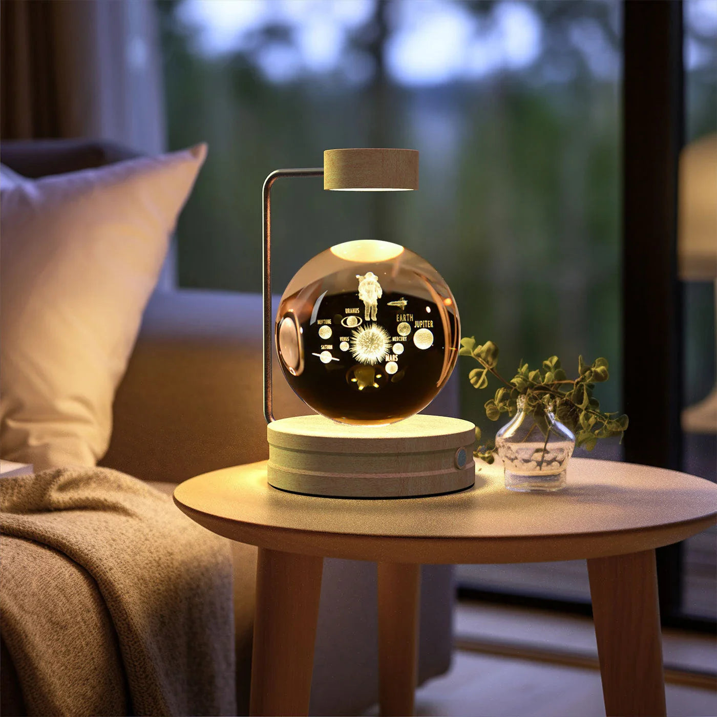 Dazzling crystal ball nightlight with captivating cosmic designs, creating a warm, soothing ambiance in your home