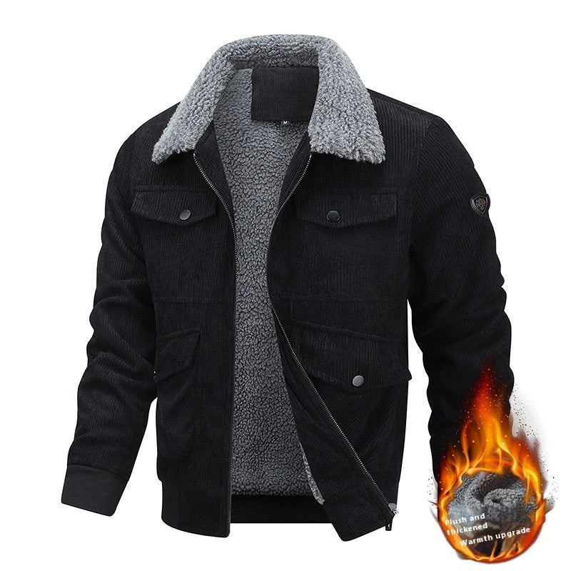 A warm and stylish fleece jacket with pockets, available in multiple colors and sizes for men