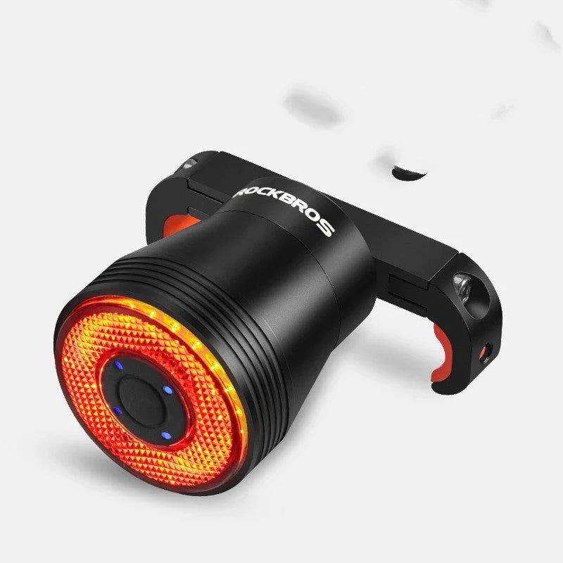 Smart auto brake sensing bicycle light with IPx6 waterproof rating and USB charging