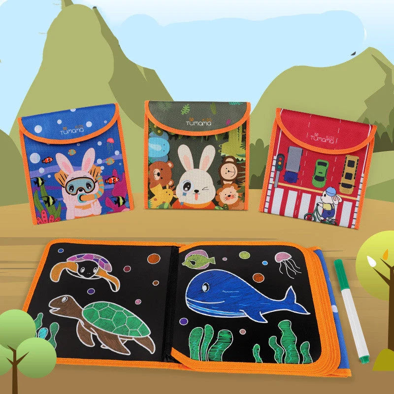 Eco-friendly graffiti drawing board with 12-color liquid chalk for children