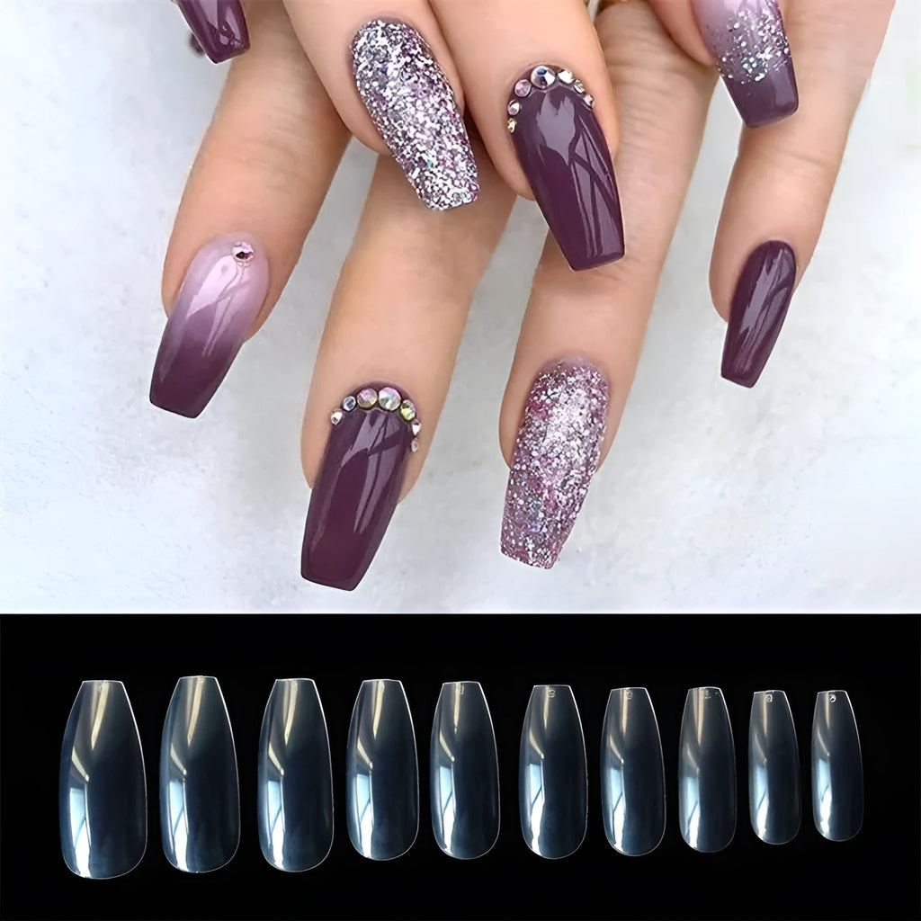 500 clear and natural ABS false nails in ten sizes packed in bags