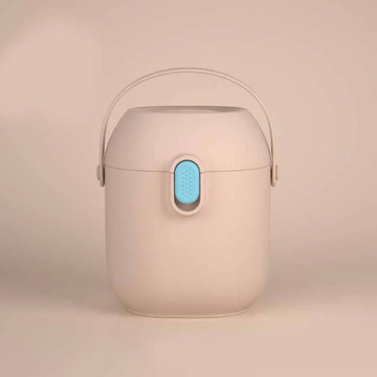 Large portable airtight baby milk powder container with scoop in blue, green, and pink