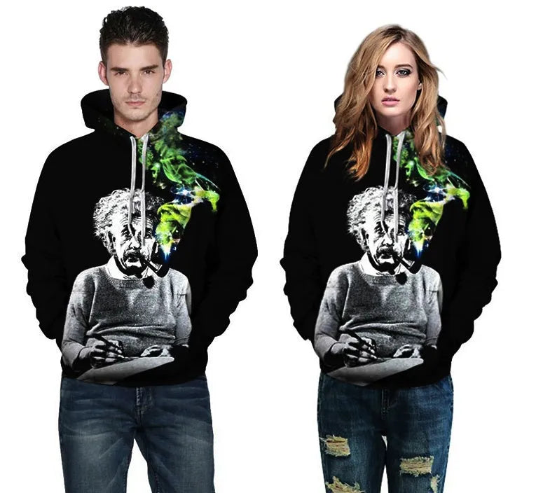 Genius Hoodie in Black cotton blend with ribbed cuffs and hem, front pockets, and adjustable hood