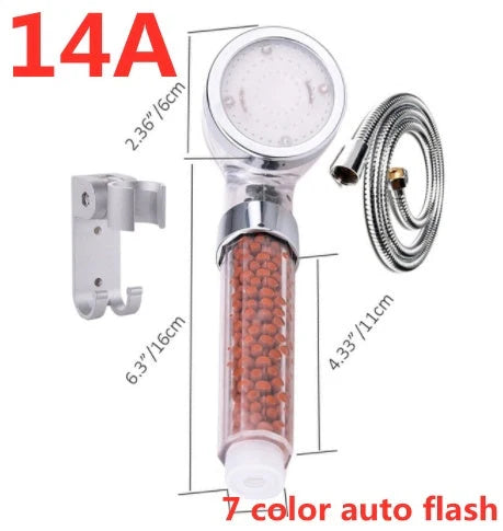Colour-changing LED shower head with temperature sensor and high-pressure design