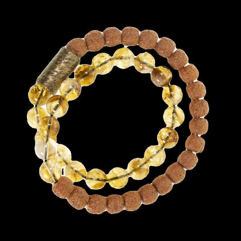 Original Retro personalised LCD double circle bracelet in citrine colour on wrist.