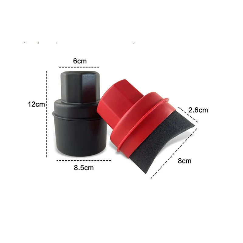 A black tyre polishing sponge brush with a lid, showing its high-density sponge applicator head.