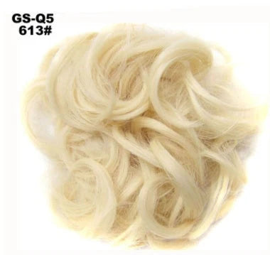 Synthetic wavy curly messy hair bun for women, 12cm diameter, high-temperature wire