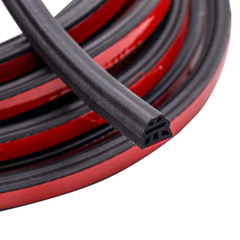 Car door six-hole three-layer thickened sealing strip 6mm thick 10 metre length black roll