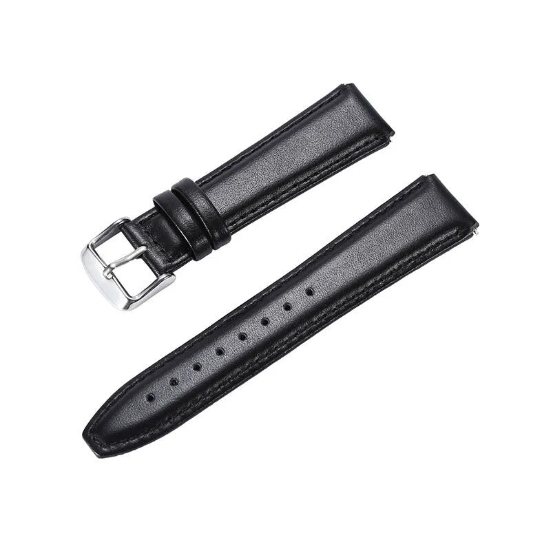 Solid colour genuine leather B5 watch strap in brown on a wrist